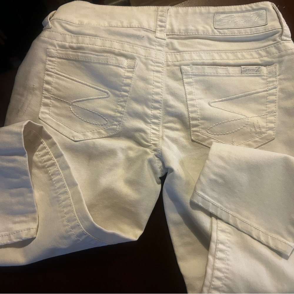 Seven7 Cream Denim Jean cropped - Picture 9 of 9